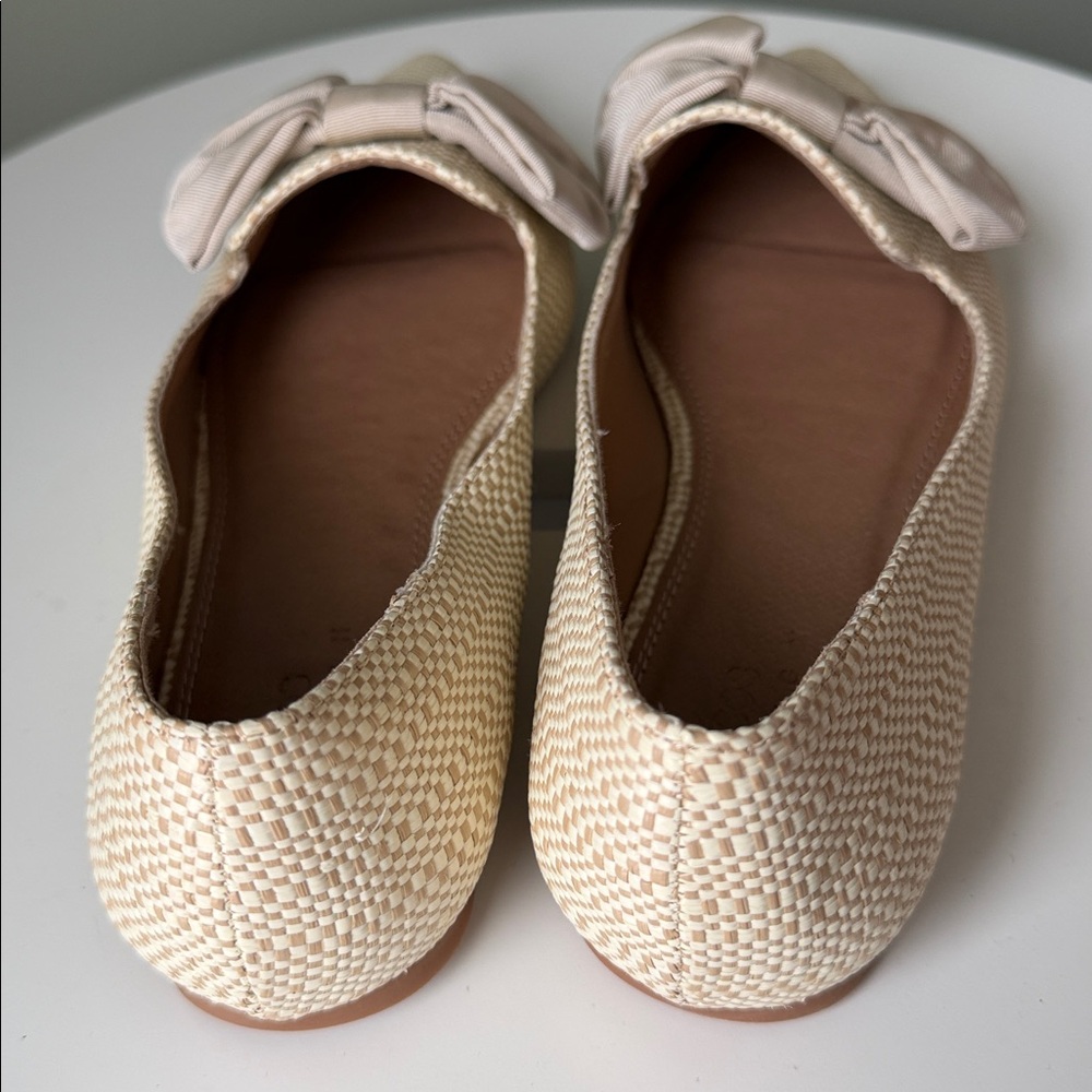 ASOS Design Lake bow pointed ballet flats woven raffia texture decorative bow - Picture 12 of 14
